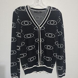 Nancy Yang Black and White Women's Cardigan Sweater